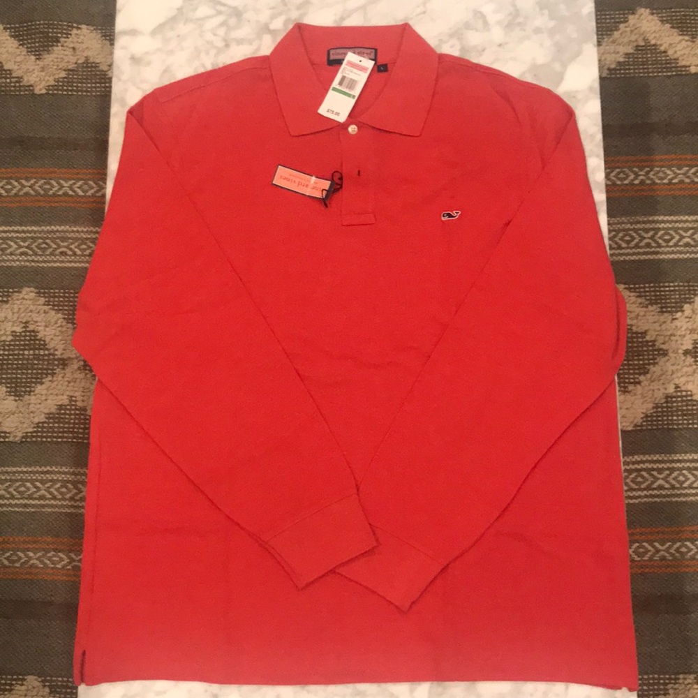 NWT Vineyard Vines Long-Sleeve Polo Shirt, Salmon